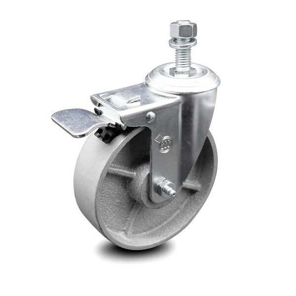 Semi Steel Swivel TS Caster w/Roller Bearing-5" Wheel&12MM Stem w/Total Lock BRK